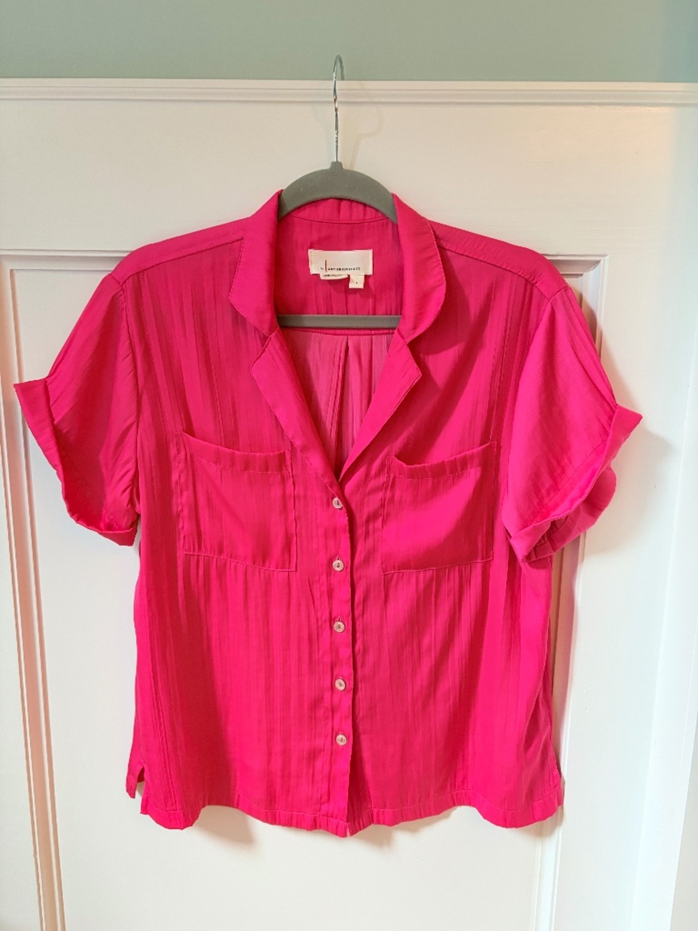 Anthropologie Silky pink button down